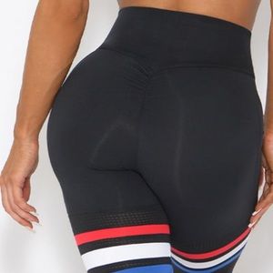 Bombshell small red blue and white stripes blank work out with pockets